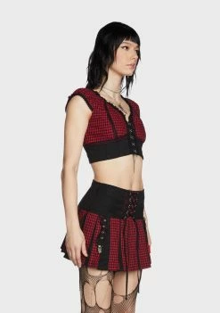 Tripp NYC Red Bo Peep Crop Top Tops