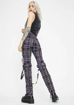 Tripp NYC Bottoms Purple Plaid Bondage Pants 9 Tripp NYC Bottoms Purple Plaid Bondage Pants