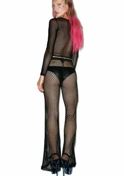 Tripp NYC Bottoms Mary Q Fishnet Flare Pants 9 Tripp NYC Bottoms Mary Q Fishnet Flare Pants