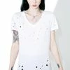Tripp NYC Tops Holey V-Neck Tee 1 Tripp NYC Tops Holey V-Neck Tee