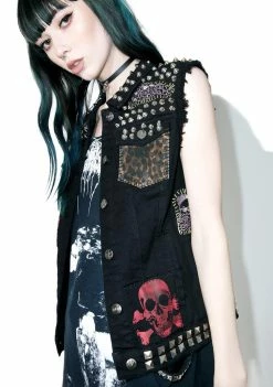 Tripp NYC Patch Studded Vest