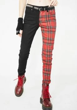 Tripp NYC Split Personality Plaid Jeans Bottoms