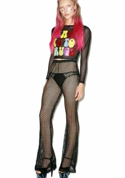 Tripp NYC Bottoms Mary Q Fishnet Flare Pants