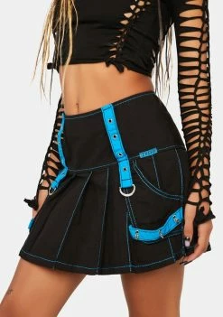 Tripp NYC Blue Multi Eyelet Pleated Skirt