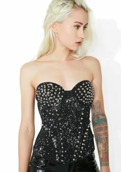 Tripp NYC Tops Bleach And Stud Corset