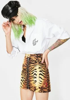 Tripp NYC Natural Tiger Mini Skirt Bottoms