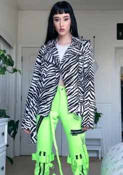 Tripp NYC Outerwear Zebra Wild Child Moto Jacket