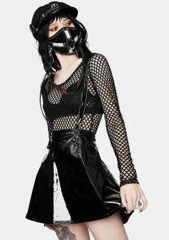 Tripp NYC Black PVC Suspender Skirt