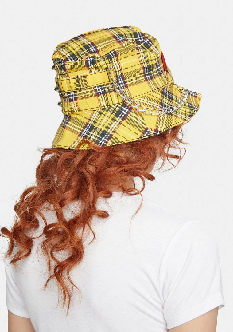 Tripp NYC Yellow Plaid Bondage Bucket Hat 4 Tripp NYC Yellow Plaid Bondage Bucket Hat