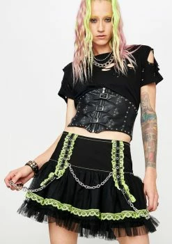 Tripp NYC Green Lace Chiffon Tutu Skirt Mini Skirt