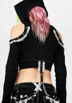 Tripp NYC Tops Lace Crop Hoodie