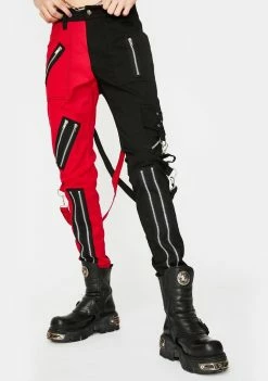 Tripp NYC Bottoms Red Split Leg Bondage Pants