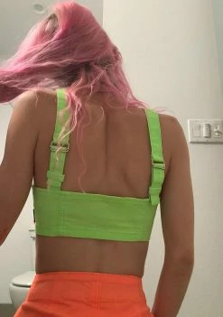 Tripp NYC Neon Lime Bustier Top