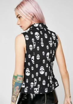 Tripp NYC Outerwear Toxic Skull Jean Jacket Vest 10 Tripp NYC Outerwear Toxic Skull Jean Jacket Vest