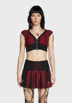 Tripp NYC Red Bo Peep Crop Top Tops