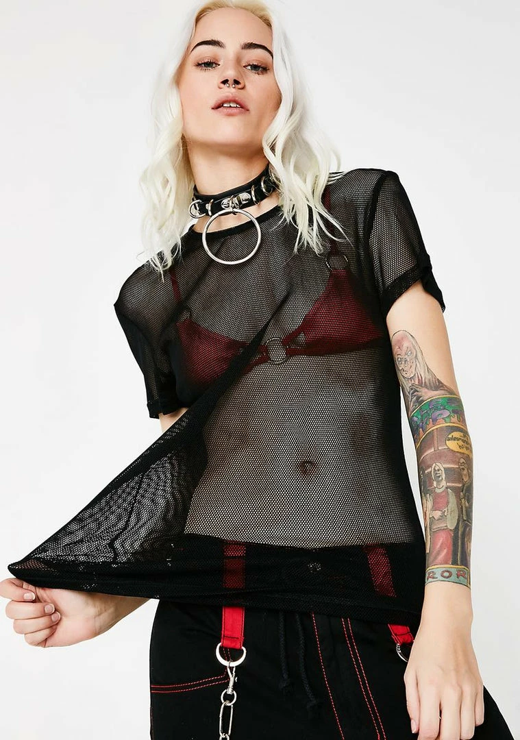 Tripp NYC Tops Dark Mesh Tee 5 Tripp NYC Tops Dark Mesh Tee