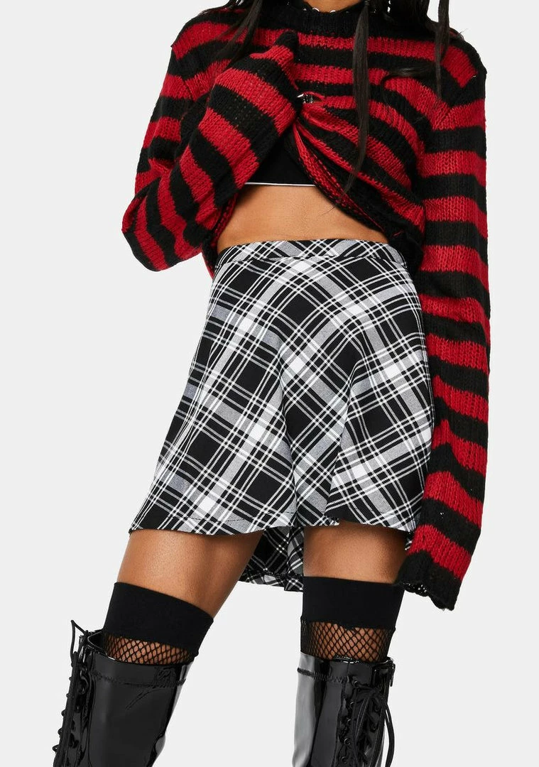Tripp NYC Bottoms Black Plaid Woven Circle Skirt 3 Tripp NYC Bottoms Black Plaid Woven Circle Skirt