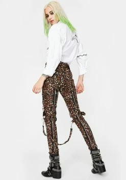 Tripp NYC Leopard Classic Slim Leg Bondage Pants Bottoms