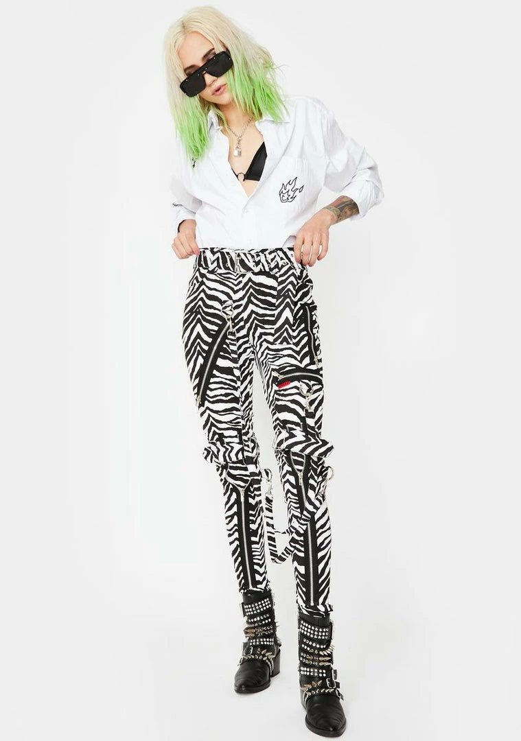 Tripp NYC Zebra Classic Slim Leg Bondage Pants Bottoms 3 Tripp NYC Zebra Classic Slim Leg Bondage Pants Bottoms