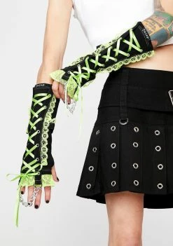 Tripp NYC Scarves & Gloves Green Lace Arm Warmers