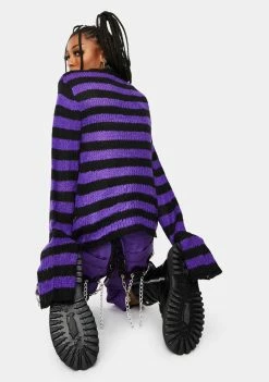 Tripp NYC Purple Rag Striped Sweater Tops