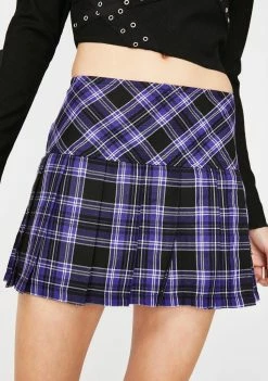Tripp NYC Bottoms Purple Pleated Plaid Mini Skirt