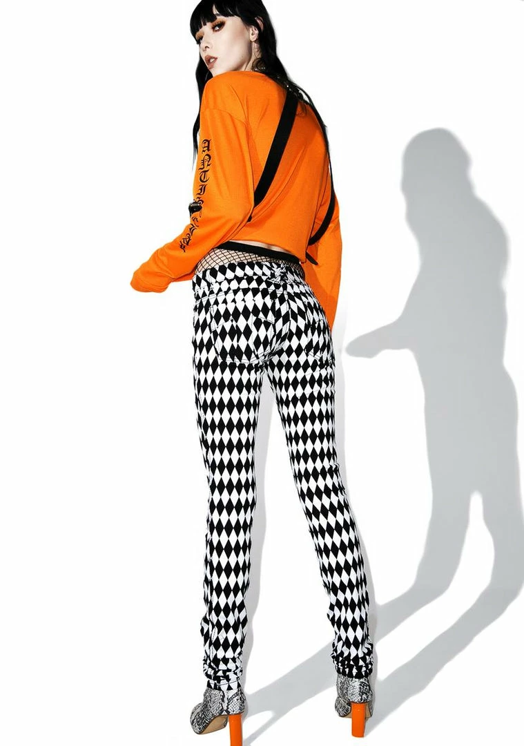 Tripp NYC Bottoms White & Black Harlequin Skinny Jeans 6 Tripp NYC Bottoms White & Black Harlequin Skinny Jeans