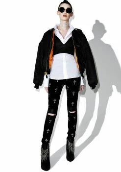 Tripp NYC Bottoms Metallic Cross Velvet Leggings