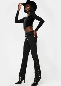 Tripp NYC Denim Flare Button Up Side Jeans