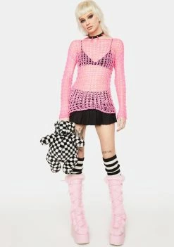 Tripp NYC Tops Pink Holy Punk Knit Sweater