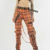 Tripp NYC Orange Plaid Bondage Pants Bottoms
