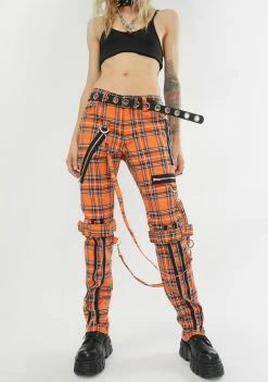 Tripp NYC Orange Plaid Bondage Pants Bottoms