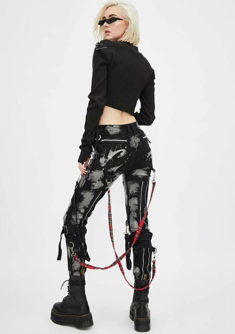 Tripp NYC Bleach And Stud Bondage Pants Bottoms 6 Tripp NYC Bleach And Stud Bondage Pants Bottoms