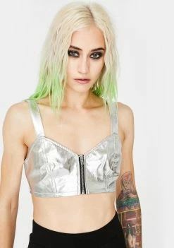 Tripp NYC Metallic Extra Crop Top