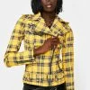 Tripp NYC Yellow Plaid Wild Child Moto Jacket Outerwear 1 Tripp NYC Yellow Plaid Wild Child Moto Jacket Outerwear