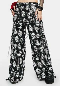 Tripp NYC Wide Leg Pants Chain To Chain Skull Pants