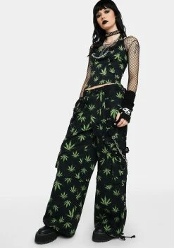 Tripp NYC Grass Dark Street Pants Wide Leg Pants