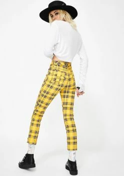 Tripp NYC Yellow Plaid T-Back Skinny Jeans Bottoms 9 Tripp NYC Yellow Plaid T-Back Skinny Jeans Bottoms