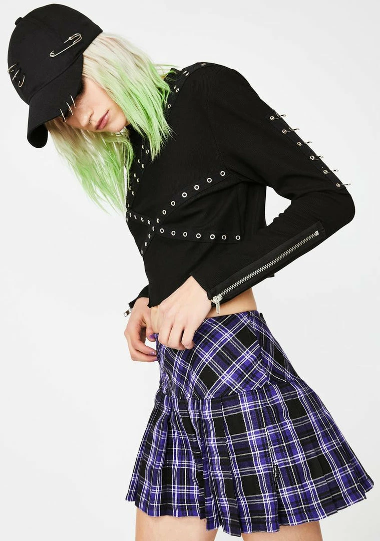 Tripp NYC Bottoms Purple Pleated Plaid Mini Skirt 4 Tripp NYC Bottoms Purple Pleated Plaid Mini Skirt