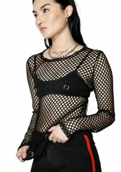 Tripp NYC Mary Q Mesh Long Sleeve Top