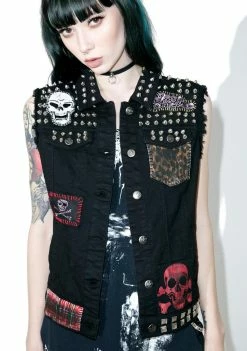 Tripp NYC Patch Studded Vest