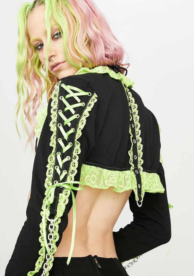 Tripp NYC Green Lace Shrug 6 Tripp NYC Green Lace Shrug