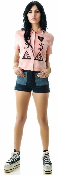 Tripp NYC Mixed Denim Shorts
