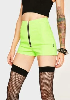 Tripp NYC Neon Lime Zip Shorts