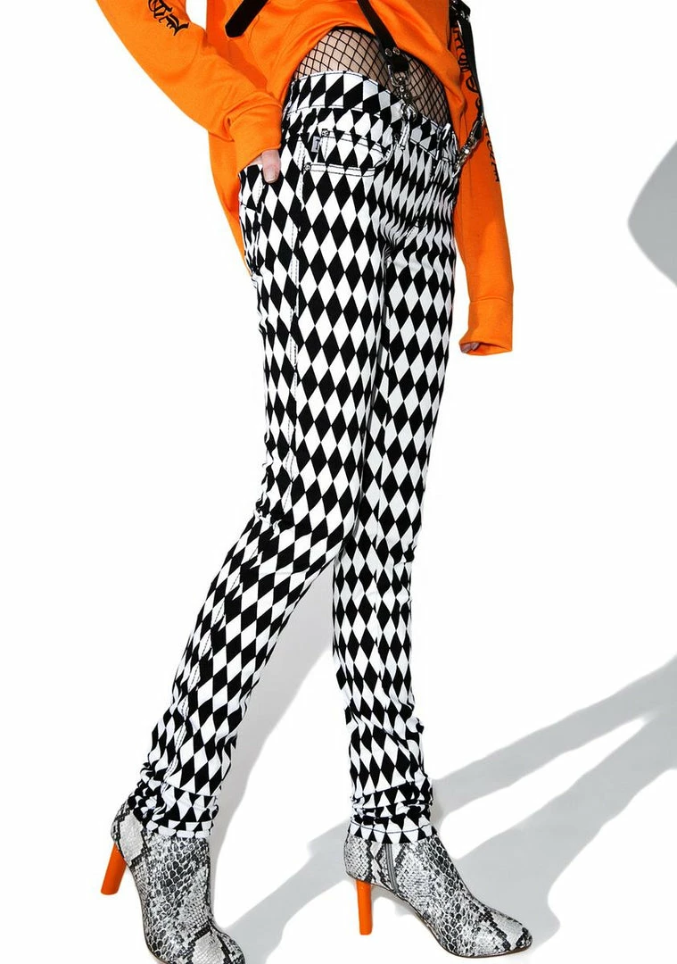 Tripp NYC Bottoms White & Black Harlequin Skinny Jeans 5 Tripp NYC Bottoms White & Black Harlequin Skinny Jeans