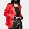 Tripp NYC Outerwear Classic Red Moto Jacket