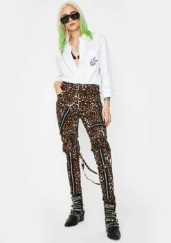 Tripp NYC Leopard Classic Slim Leg Bondage Pants Bottoms