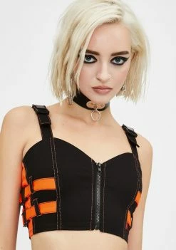Tripp NYC Orange Buckle Crop Top