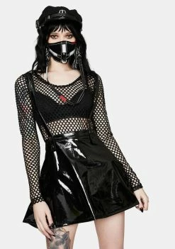 Tripp NYC Black PVC Suspender Skirt