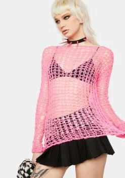 Tripp NYC Tops Pink Holy Punk Knit Sweater